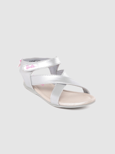 

Barbie Girls Silver-Toned Solid Open Toe Flats