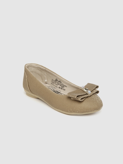 

toothless Girls Beige Textured Bow Detail Ballerinas