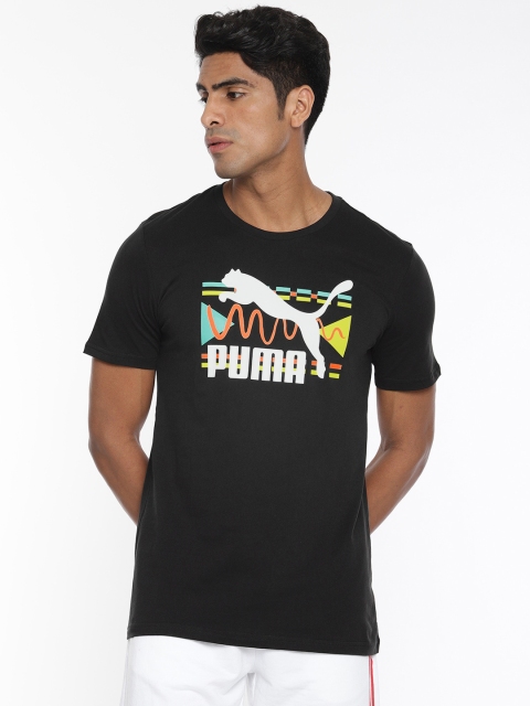 

Puma Men Black Printed Round Neck Graphic Tee Brand Carrier 1 Pure Cotton T-shirt