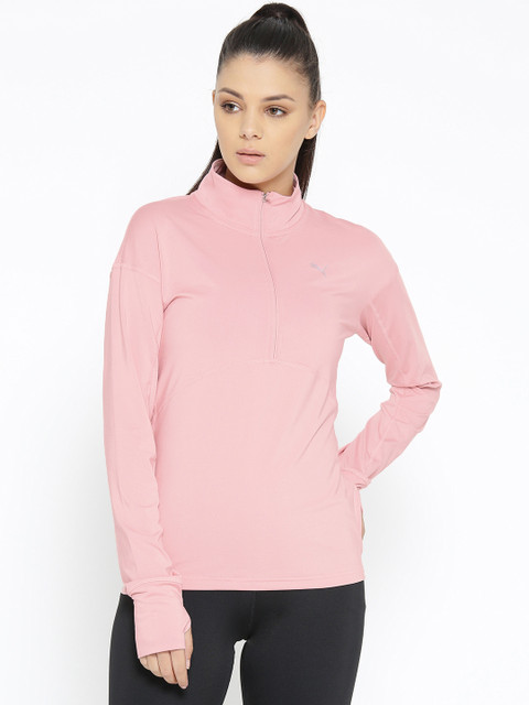 

Puma Women Pink Solid Ignite 1/4 Zip Running T-Shirt