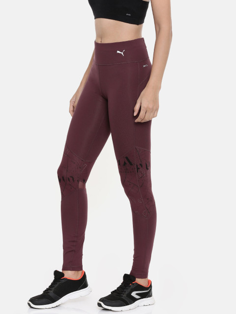 

Puma Women Maroon Printed Graphic Full Tights