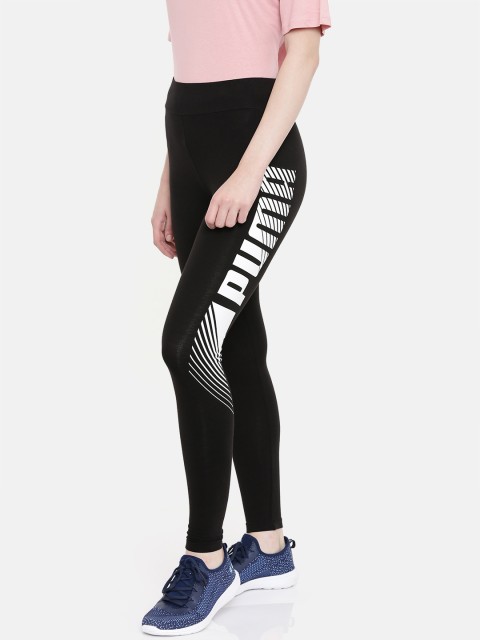 

Puma Women Black ESS+ Graphic Printed Tights