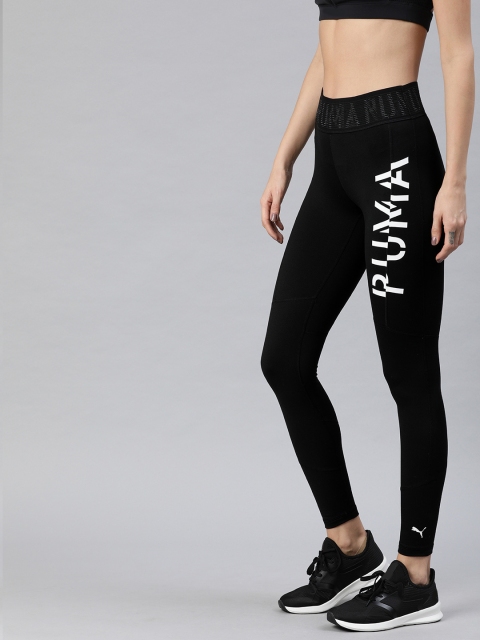 

Puma Women Black Brand Logo Print Running & Training Tights