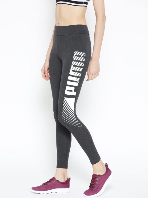 

Puma Women Charcoal Grey Essentials+ Graphic Solid Tights