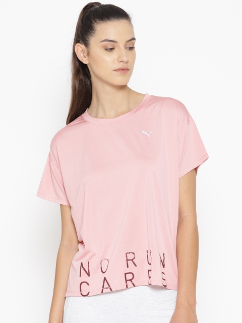 

Puma Women Pink Solid Last Lap Logo Bridal Rose-Slogan Running T-shirt