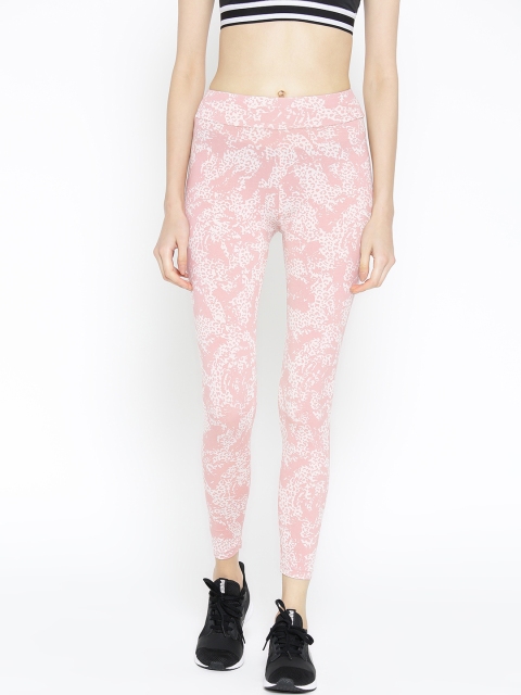 

Puma Women Pink & Off-White Elevated Essentials All-Over Print Cropped Tights