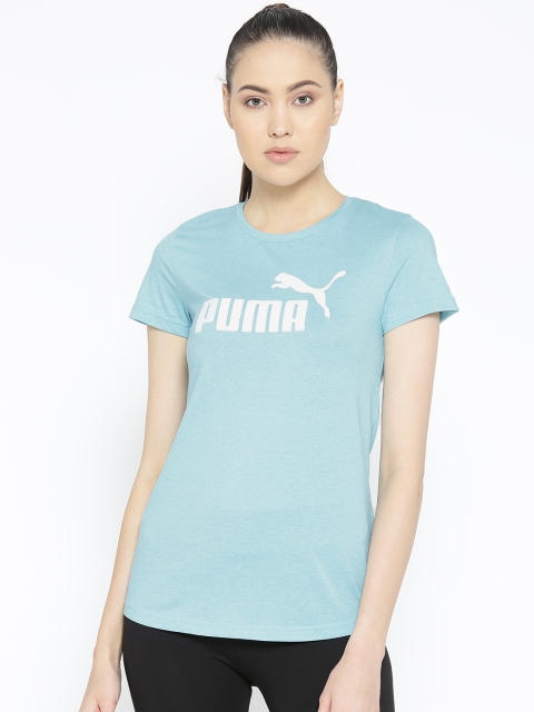 

Puma Women Blue Essentials+ Logo Printed T-Shirt