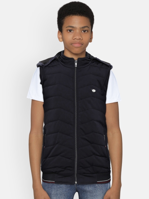 

Monte Carlo Boys Navy Blue Solid Padded Jacket with Detachable Hood