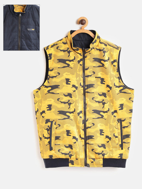 

Monte Carlo Boys Yellow & Navy Blue Camouflage Print Reversible Padded Jacket
