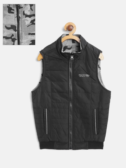 

Monte Carlo Boys Black & Grey Printed Sleeveless Reversible Padded Jacket