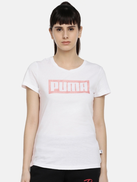 

Puma Women White Graphic Logo Printed Round Neck T-shirt