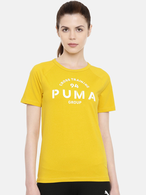 

Puma Women Yellow XTG Graphic Printed Round T-shirt