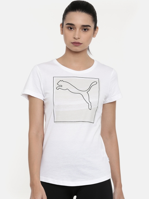 

Puma Women Pink Printed Graphic Photoprint Round Neck T-shirt, White