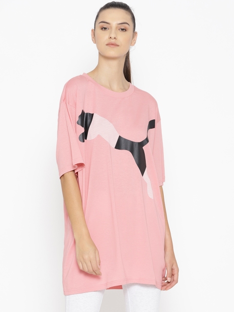 

Puma Women Pink Printed Modern Sport Fashion Bridal Rose Longline T-shirt