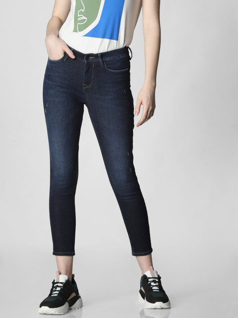 

Vero Moda Women Blue Skinny Fit Mid-Rise Low Distress Stretchable Jeans