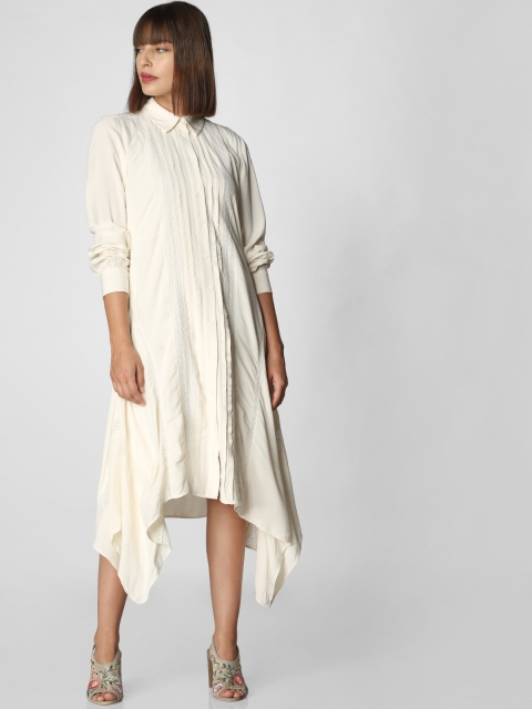 

Vero Moda Women Off-White Solid Shirt Dress