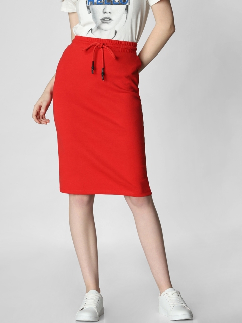 

Vero Moda Women Red Solid Pencil Skirt