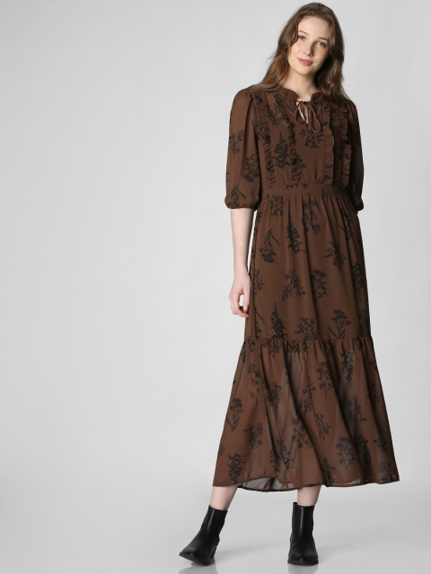 

Vero Moda Women Printed Brown A-Line Midi Dress