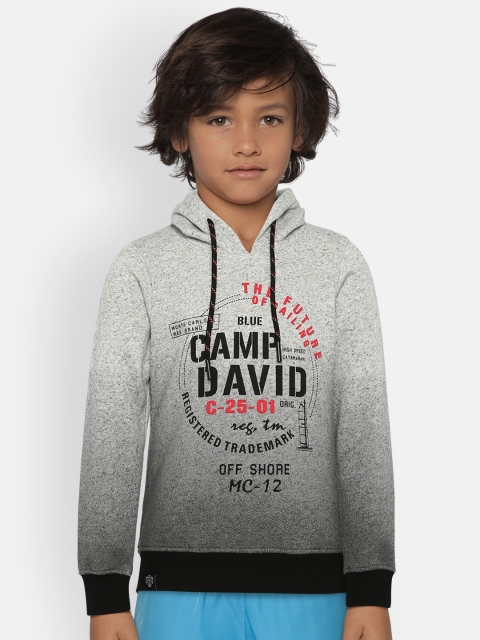 

Monte Carlo Boys Grey Melange Printed Hooded Sweatshirt