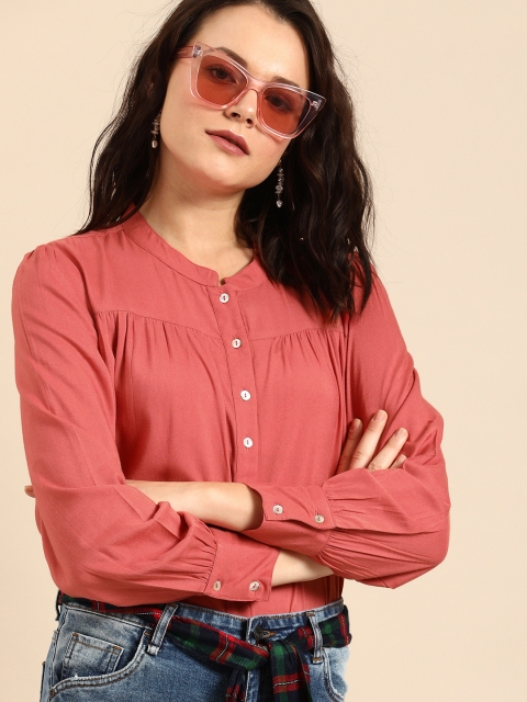 

DressBerry Women Coral Regular Fit Solid Casual Shirt