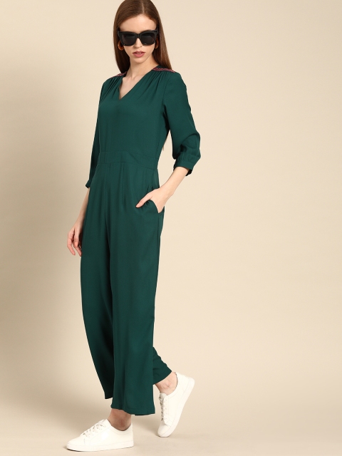 

DressBerry Women Green Solid Basic Jumpsuit