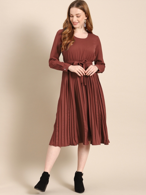 

DressBerry Women Solid Maroon A-Line Dress