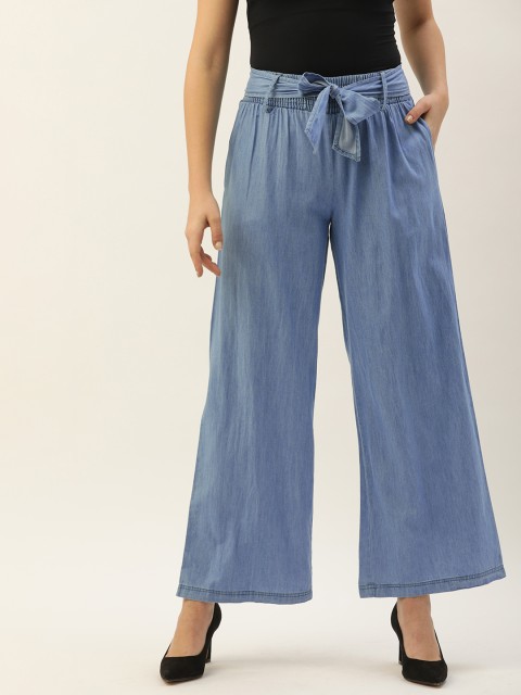 

DressBerry Women Blue Regular Fit Solid Parallel Trousers