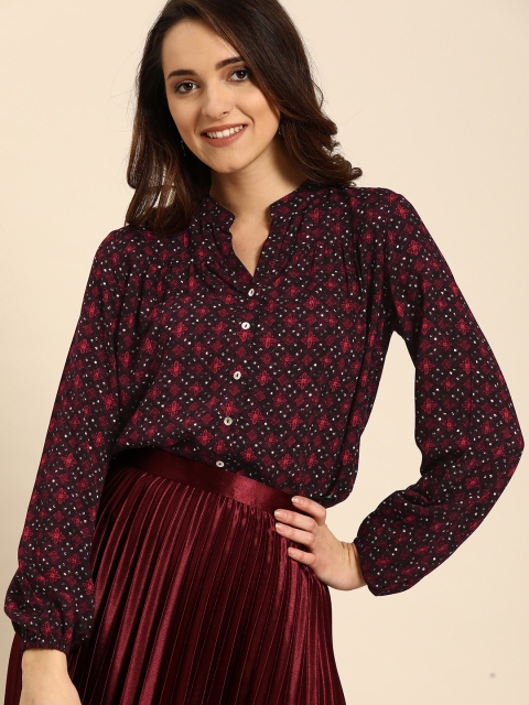 

DressBerry Women Red Regular Fit Printed Casual Shirt