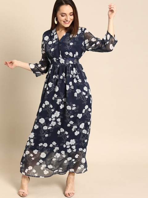 

DressBerry Women Blue Floral Printed Maxi Dress