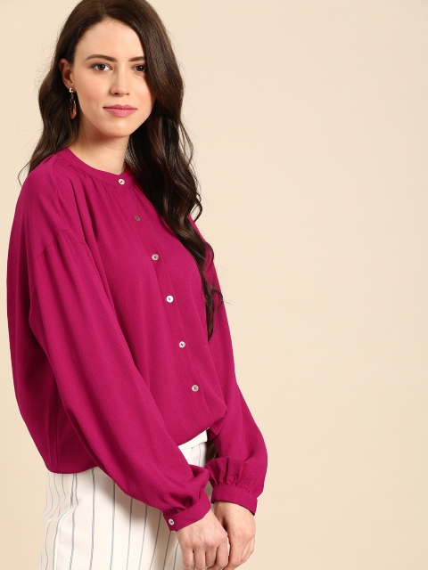 

DressBerry Women Magenta Pink Regular Fit Solid Casual Shirt