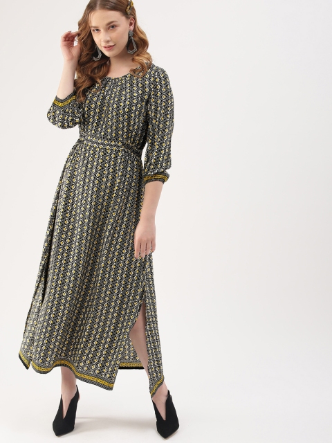 

DressBerry Women Printed Black & Off-White Fit and Flare Dress