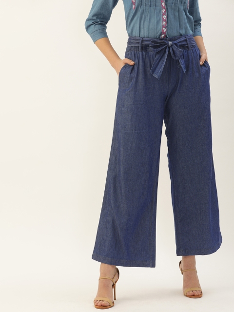 

DressBerry Women Navy Blue Regular Fit Solid Parallel Trousers