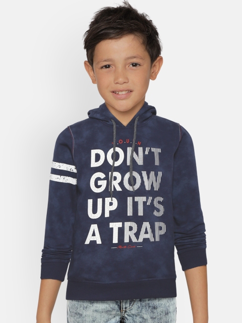 

Monte Carlo Boys Navy Blue & White Printed Hooded Sweatshirt