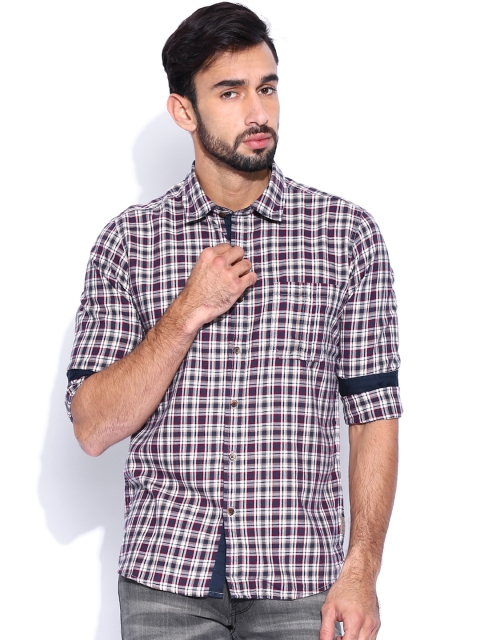 

Flying Machine Navy & White Checked Casual Shirt, Navy blue