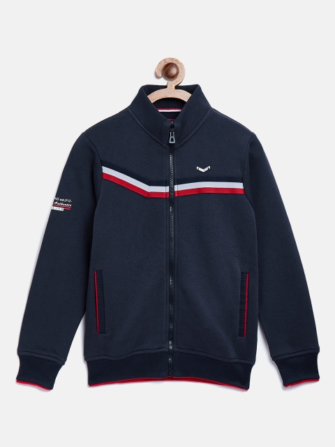 

Monte Carlo Boys Navy Blue Solid Sweatshirt with Striped Detail