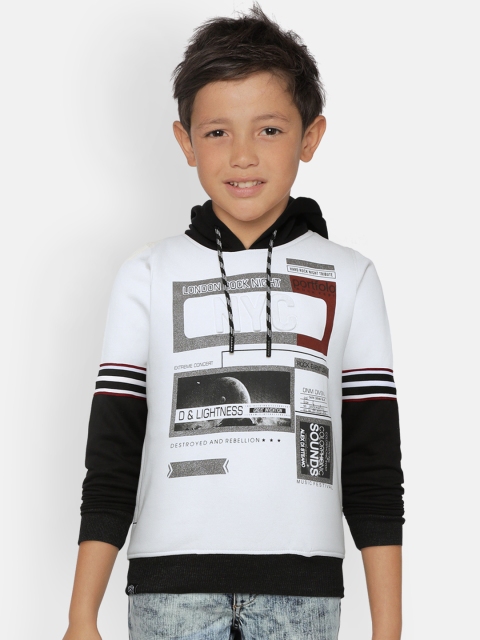 

Monte Carlo Boys White & Black Printed Hooded Sweatshirt