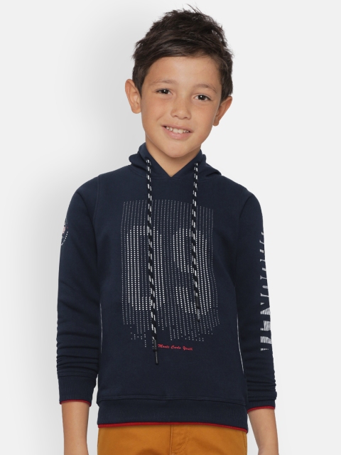 

Monte Carlo Boys Navy Blue Printed Hooded Sweatshirt