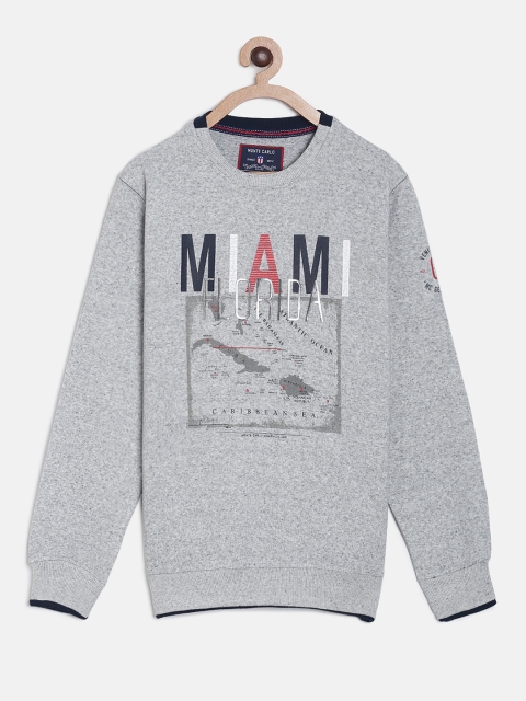 

Monte Carlo Boys Grey Melange Printed Sweatshirt