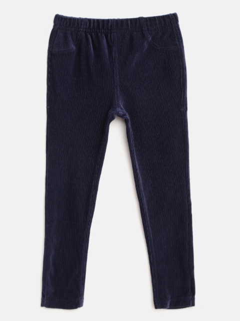 

Marks & Spencer Girls Navy Blue Velvet Finish Solid Treggings
