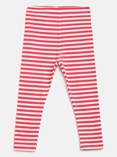 

Marks & Spencer Girls Red & White Candy Striped Ankle-Length Leggings