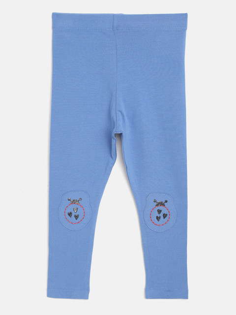 

Marks & Spencer Girls Blue Solid Ankle Length Leggings With Applique Detail