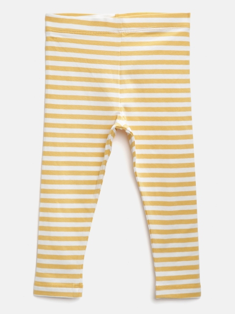 

Marks & Spencer Girls White & Yellow Striped Leggings