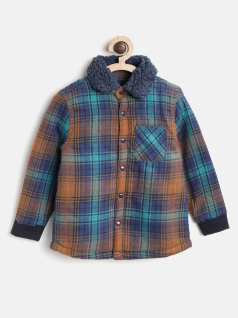 

Marks & Spencer Boys Blue & Mustard Brown Checked Shacket