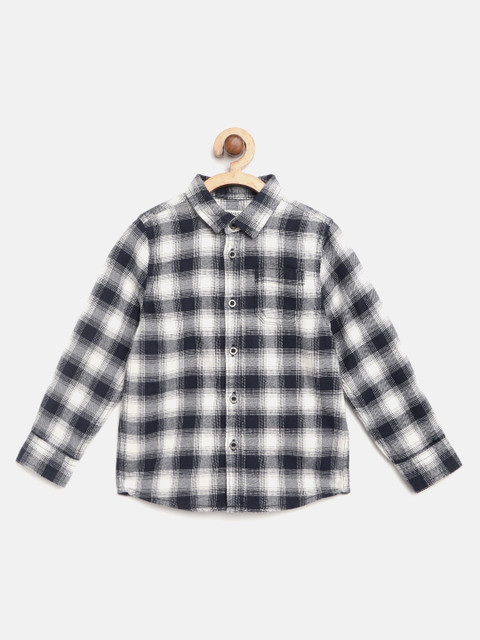 

Marks & Spencer Boys Navy Blue & White Regular Fit Checked Casual Shirt