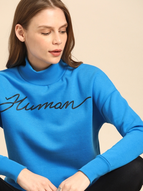 

ether Women Blue Printed Sweatshirt