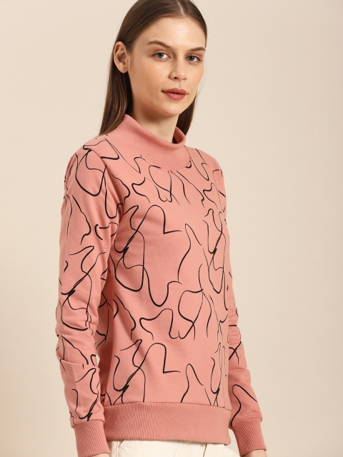 

ether Women Pink & Black Printed Sweatshirt