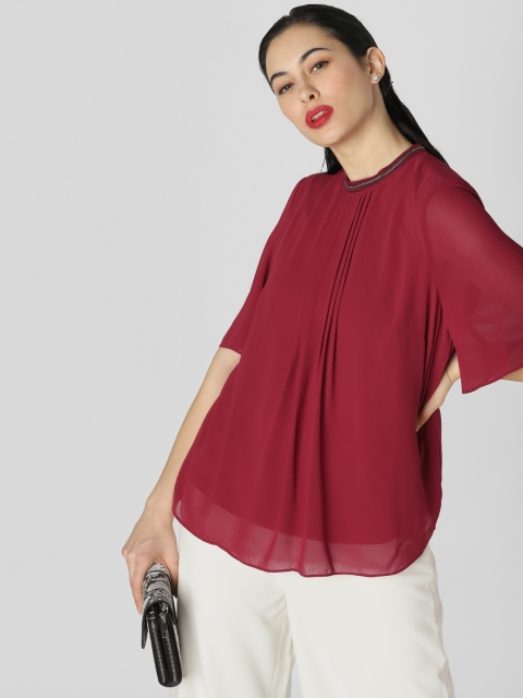 

Vero Moda Women Maroon Solid Regular Top