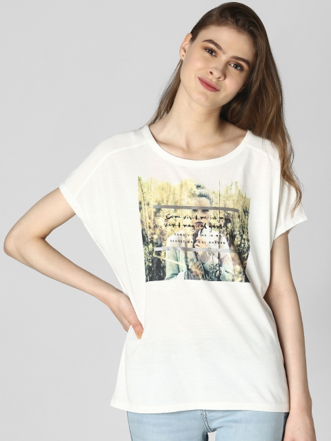 

Vero Moda Women White Printed Styled Back Top