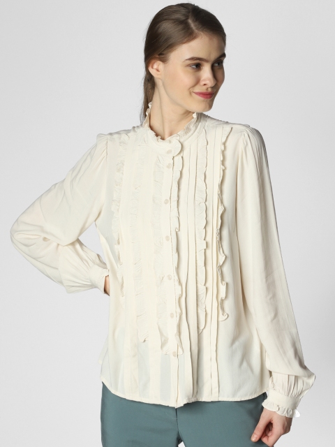 

Vero Moda Women Off-White Regular Fit Solid Casual Shirt