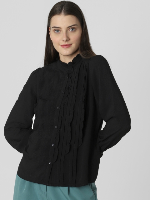 

Vero Moda Women Black Regular Fit Solid Casual Shirt